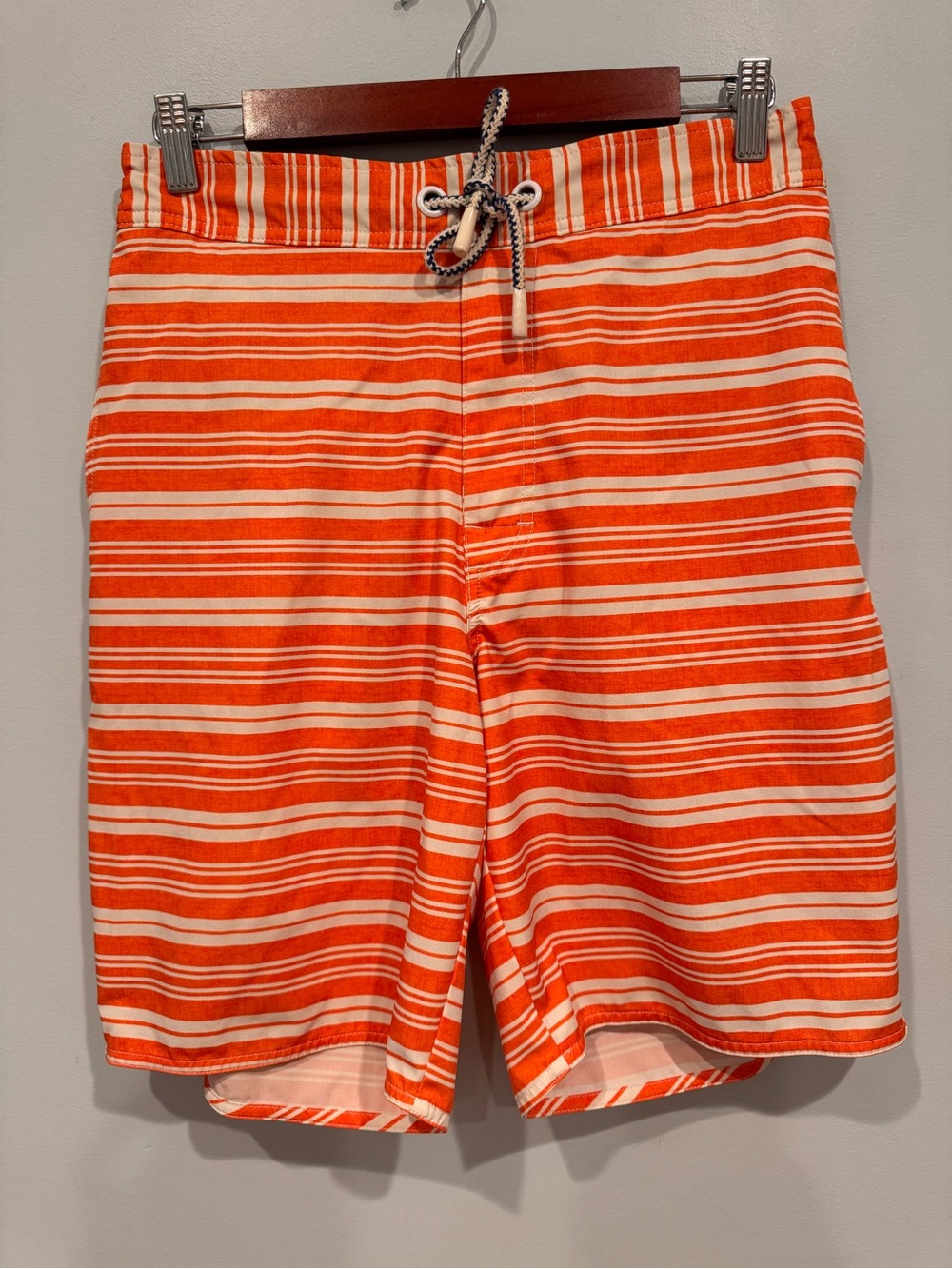 Johnnie-O Orange Striped Board Shorts 9”